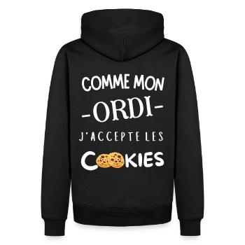 Comme mon ordi j'accepte les Cookies cadeau - Sweat à capuche Premium bio Homme - noir - Dos - Nico (187cm)