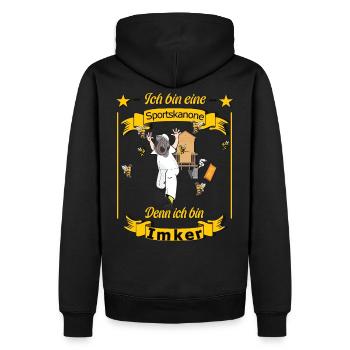 Imker der Honig von Bienen klaut, lustige Sprüche - Männer Premium Bio Hoodie - Schwarz - Hinten - Nico (187cm)