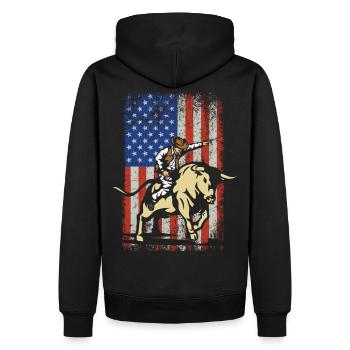 Rodeo Bull Rider drapeau américain cadeau - Sweat à capuche Premium bio Homme - noir - Dos - Nico (187cm)
