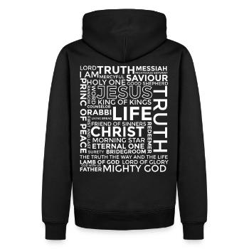Noms de Jésus - chemise chrétienne - Sweat à capuche Premium bio Homme - noir - Dos - Nico (187cm)