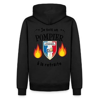 T-shirt je suis pompier a la retraite cadeau - Sweat à capuche Premium bio Homme - noir - Dos - Nico (187cm)