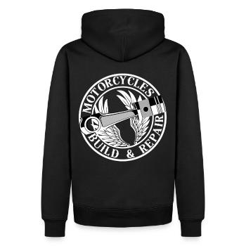 Je suis un Motard. - Sweat à capuche Premium bio Homme - noir - Dos - Nico (187cm)