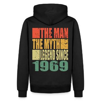 Né en 1969 The Man The Myth Anniversaire - Sweat à capuche Premium bio Homme - noir - Dos - Nico (187cm)