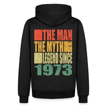 Né en 1973 The Man The Myth Anniversaire - Sweat à capuche Premium bio Homme - noir - Dos - Nico (187cm)