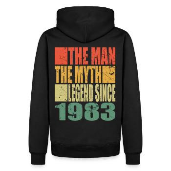 Né en 1983 The Man The Myth Anniversaire - Sweat à capuche Premium bio Homme - noir - Dos - Nico (187cm)