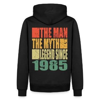 Né en 1985 The Man The Myth Anniversaire - Sweat à capuche Premium bio Homme - noir - Dos - Nico (187cm)