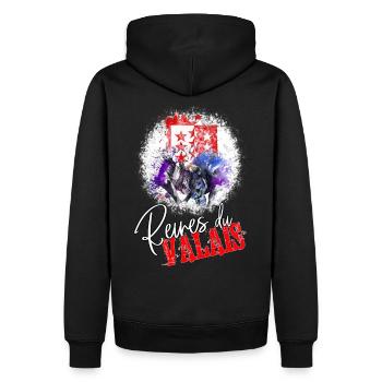 Vache d'hérens, eringer, drapeau du Valais - Sweat à capuche Premium bio Homme - noir - Dos - Nico (187cm)