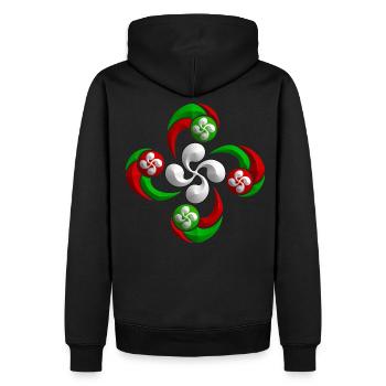 Lauburu, Kreuz des Baskenlandes - Männer Premium Bio Hoodie - Schwarz - Hinten - Nico (187cm)