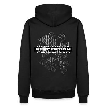 Mystik der Wahrnehmungsgeometrie - Männer Premium Bio Hoodie - Schwarz - Hinten - Nico (187cm)