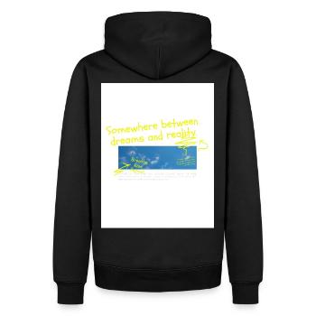 Zwischen Traum und Realität - Männer Premium Bio Hoodie - Schwarz - Hinten - Nico (187cm)