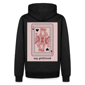 Herz-Königin mit Rose - Männer Premium Bio Hoodie - Schwarz - Hinten - Nico (187cm)