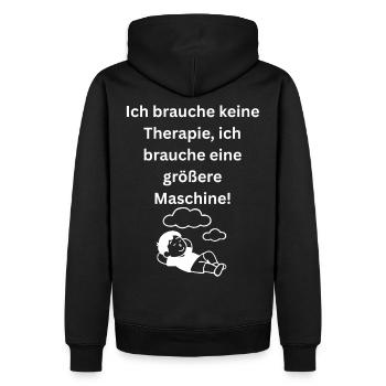 Ich brauche keine Therapie groessere Maschine Spru - Männer Premium Bio Hoodie - Schwarz - Hinten - Nico (187cm)