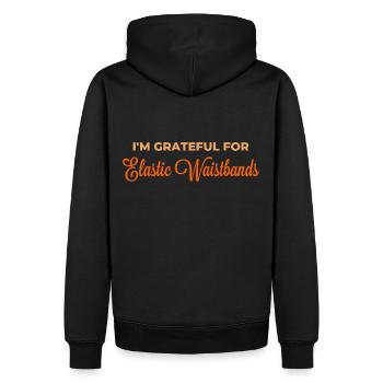 Grateful for Elastic Waistbands Funny Thanksgiving - Men’s Premium Organic Hoodie - black - Back - Nico (187cm)