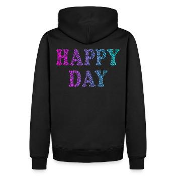 Happy Day | Positive | verbreiten Wohlfühl-Stimmung - Männer Premium Bio Hoodie - Schwarz - Hinten - Nico (187cm)