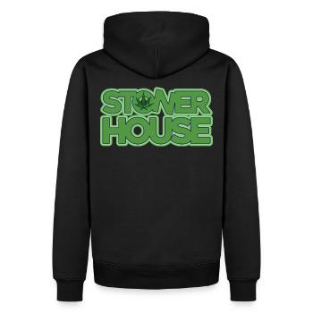 Stoner House Musik 420 - Männer Premium Bio Hoodie - Schwarz - Hinten - Nico (187cm)