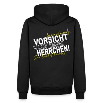 Vorsicht vor dem Herrchen der Hund ist harmlos - Männer Premium Bio Hoodie - Schwarz - Hinten - Nico (187cm)
