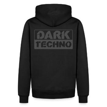 Dark Techno Stencil Grey Remix - Sweat à capuche Premium bio Homme - noir - Dos - Nico (187cm)