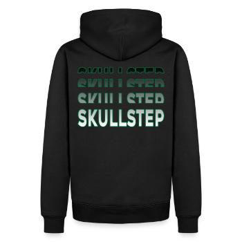 Skullstep Drum and Bass Green Remix - Männer Premium Bio Hoodie - Schwarz - Hinten - Nico (187cm)
