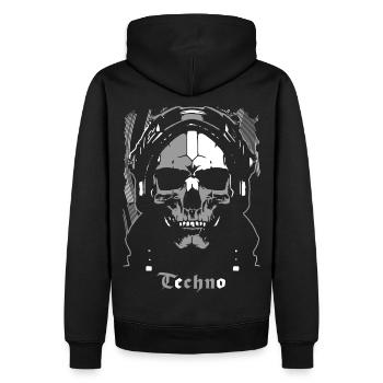 Crâne techno futuriste - Sweat à capuche Premium bio Homme - noir - Dos - Nico (187cm)