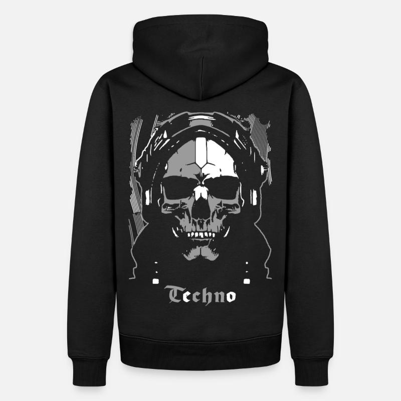 Crâne techno futuriste - Sweat à capuche Premium bio Homme - noir