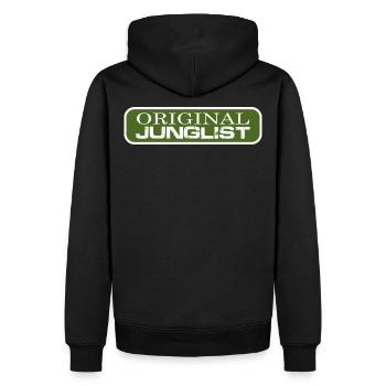 Original Junglist Drum and Bass DnB 90s Vert - Sweat à capuche Premium bio Homme - noir - Dos - Nico (187cm)