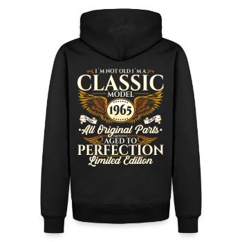 Vintage 1965 Anniversaire Vintage Cadeau Hommes - Sweat à capuche Premium bio Homme - noir - Dos - Nico (187cm)