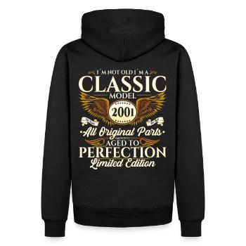 Vintage 2001 21. Geburtstag Jahrgang 01 Geschenk - Männer Premium Bio Hoodie - Schwarz - Hinten - Nico (187cm)