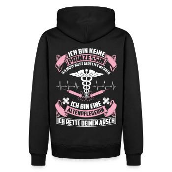 Altenpflegerin - maintenance - Men’s Premium Organic Hoodie - black - Back - Nico (187cm)