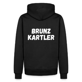 Brunzkartler Kartenspiel Schafkopf Bierkopf Watten - Männer Premium Bio Hoodie - Schwarz - Hinten - Nico (187cm)