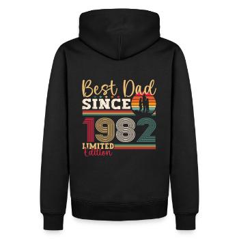 Men's Best Dad Since 1982 Father's Day Gift Fun - Men’s Premium Organic Hoodie - black - Back - Nico (187cm)