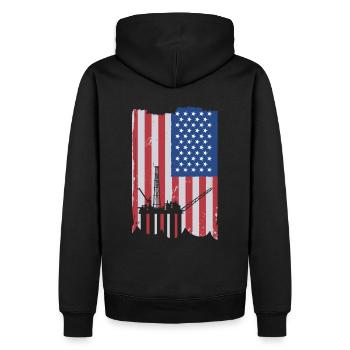 Offshore Life USA Drapeau - Sweat à capuche Premium bio Homme - noir - Dos - Nico (187cm)