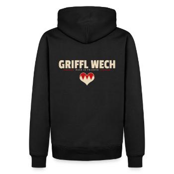 Griffl wech - Franken fränkisch fränggisch - Männer Premium Bio Hoodie - Schwarz - Hinten - Nico (187cm)
