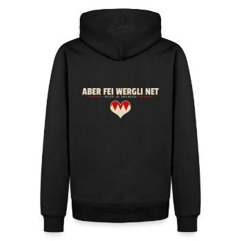 Aber fei wergli net - Franken fränkisch fränggisch - Männer Premium Bio Hoodie - Schwarz - Hinten - Nico (187cm)