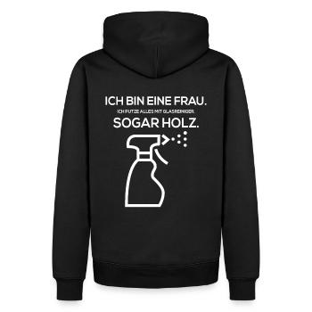 Ich bin eine Frau Ich putze alles mit Glasreiniger - Männer Premium Bio Hoodie - Schwarz - Hinten - Nico (187cm)