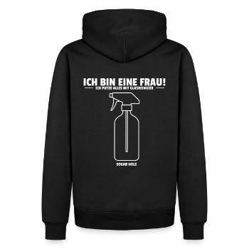 Ich bin eine Frau Ich putze alles mit Glasreiniger - Männer Premium Bio Hoodie - Schwarz - Hinten - Nico (187cm)