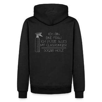 Ich bin eine Frau Ich putze alles mit Glasreiniger - Männer Premium Bio Hoodie - Schwarz - Hinten - Nico (187cm)