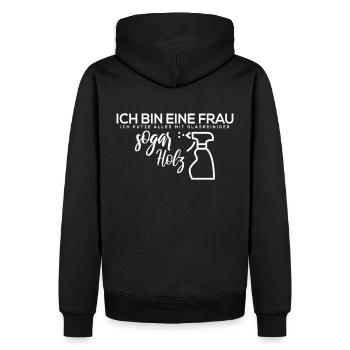 Ich bin eine Frau Ich putze alles mit Glasreiniger - Männer Premium Bio Hoodie - Schwarz - Hinten - Nico (187cm)