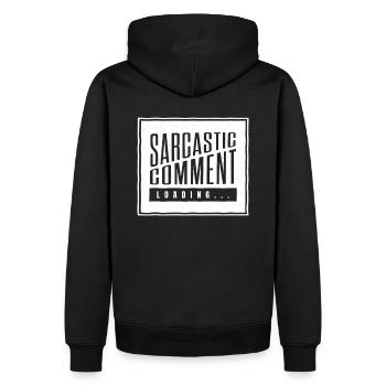 Chargement de commentaires sarcastiques - veuillez patienter - Sweat à capuche Premium bio Homme - noir - Dos - Nico (187cm)