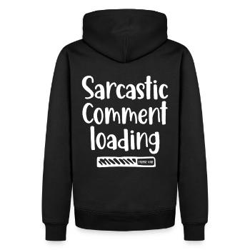 Chargement de commentaires sarcastiques - veuillez patienter - Sweat à capuche Premium bio Homme - noir - Dos - Nico (187cm)