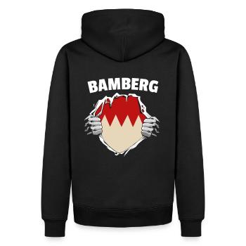 Bamberg Bamberger Stadt Oberfranken Geschenk - Männer Premium Bio Hoodie - Schwarz - Hinten - Nico (187cm)