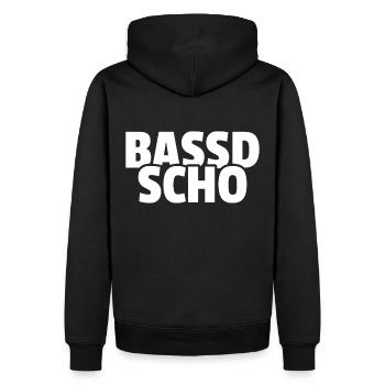 Bassd scho - Franken fränkisch fränggisch Geschenk - Männer Premium Bio Hoodie - Schwarz - Hinten - Nico (187cm)