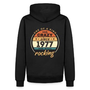 Unique en son genre totalement fou depuis 1977 Rocking - Sweat à capuche Premium bio Homme - noir - Dos - Nico (187cm)