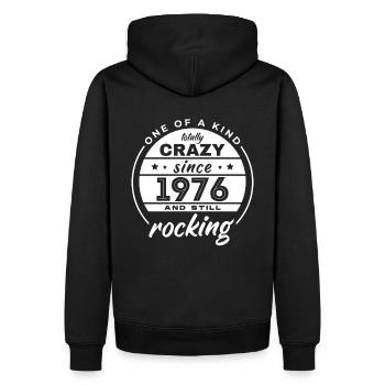 One Of A Kind Totally Crazy Since 1976 Rocking - Männer Premium Bio Hoodie - Schwarz - Hinten - Nico (187cm)