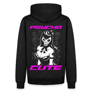 PSYCHO CUTE - Men’s Premium Organic Hoodie - black - Back - Nico (187cm)