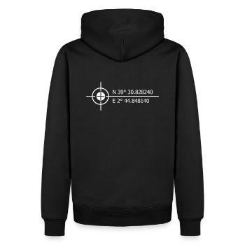 Méga coordonnées Majorque - Sweat à capuche Premium bio Homme - noir - Dos - Nico (187cm)