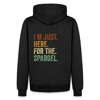 I´m just her for the Spargel Vegan Gemüse - Männer Premium Bio Hoodie - Schwarz - Hinten - Nico (187cm)