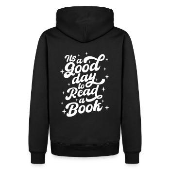 C’est une bonne journée pour lire un livre - Sweat à capuche Premium bio Homme - noir - Dos - Nico (187cm)