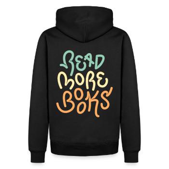 Lire plus de livres - Sweat à capuche Premium bio Homme - noir - Dos - Nico (187cm)
