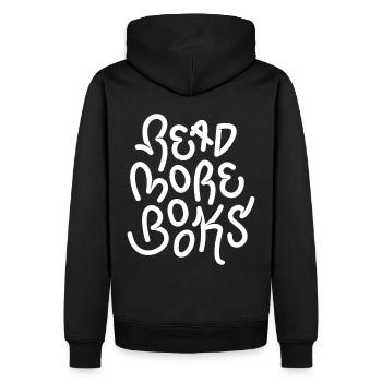 Lire plus de livres - Sweat à capuche Premium bio Homme - noir - Dos - Nico (187cm)