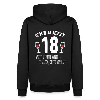 18 na endlich 18. Geburtstag | 18 Jahre volljährig - Männer Premium Bio Hoodie - Schwarz - Hinten - Nico (187cm)